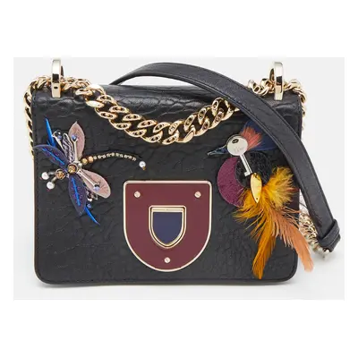 Dior Black Leather Embellished Diorama Club Shoulder Bag