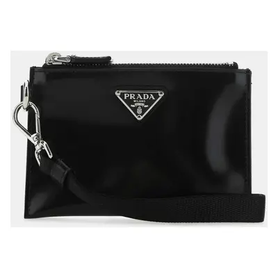 Prada F0002 Black Leather Pouch Wristlet