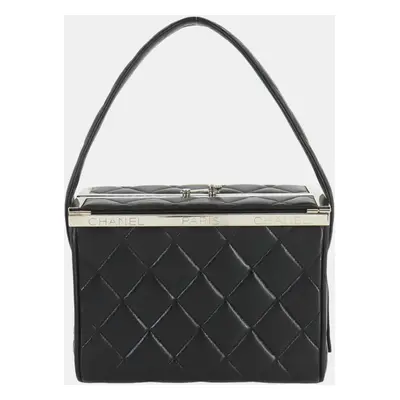 Chanel Black Leather Matelasse Vanity Handbag