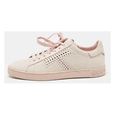 Tod's Pink Perforated Nubuck Leather Low Top Sneakers Size