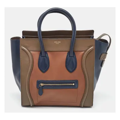 Celine Tricolor Leather Mini Luggage Tote