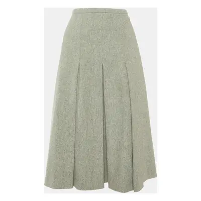 Max Mara Studio Grey Wool Pleated Midi Skirt