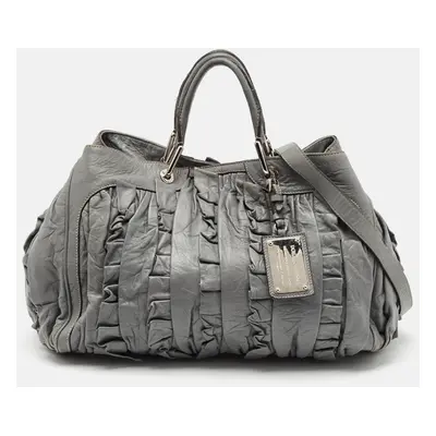 Dolce & Gabbana Grey Leather Miss Brooke Satchel