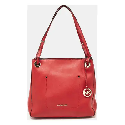 Michael Kors Red Leather Medium Walsh Tote