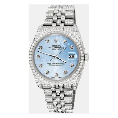 Rolex datejust pave 10.2ct iced diamond cobalt blue jubilee Wristwatch