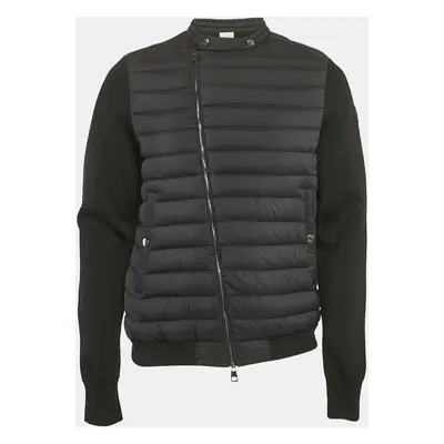 Moncler Black Nylon and Cotton Knit Maglia Tricot Cardigan Jacket