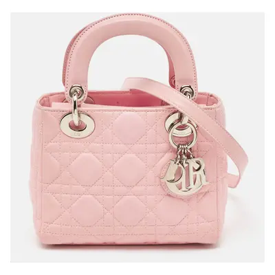 Dior Pink Cannage Leather Mini Lady Dior Tote