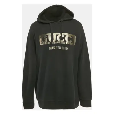 Gucci X Dapper Dan Black Logo Print Cotton Knit Hoodie