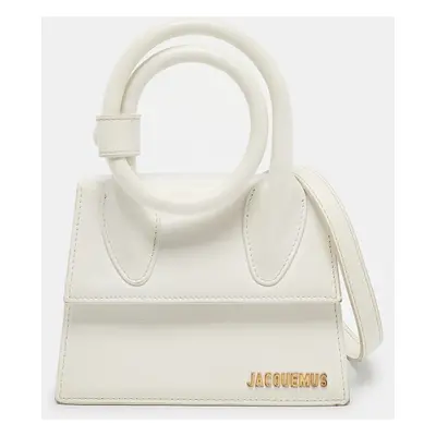 Jacquemus White Leather Le Chiquito Noeud Top Handle Bag