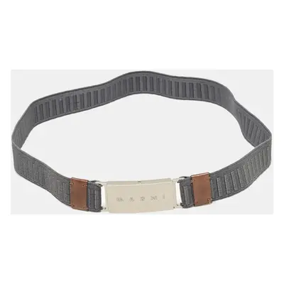 Marni Blue/Brown Elastic and Leather Waist Belt