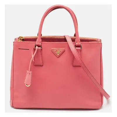 Prada Dark Pink Saffiano Leather Double Zip Tote