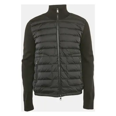 Moncler Black Nylon and Cotton Knit Maglia Tricot Cardigan Jacket