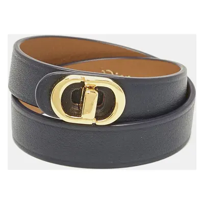 Dior Montaigne Leather Gold Tone Double Tour Bracelet