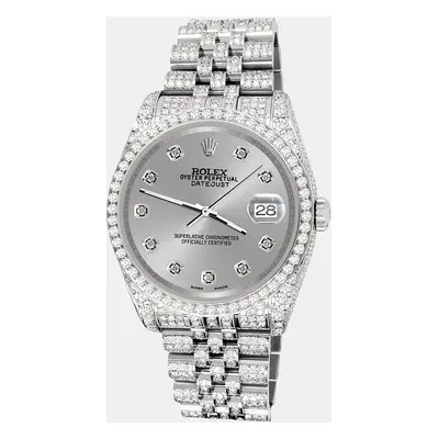 Rolex datejust pave 10.2ct iced diamond gray jubilee Wristwatch