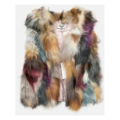 Zadig & Voltaire Multicolor Silver Fox Fur Open Front Waistcoat