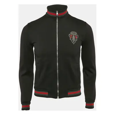 Gucci Equestrian Black Logo Applique Zip Front Jacket