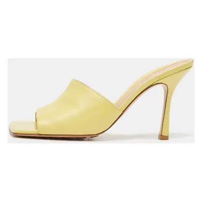 Bottega Veneta Yellow Leather Stretch Slide Sandals Size