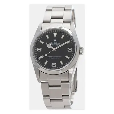 Rolex Black Stainless Steel Explorer Men's Wristwatch mm