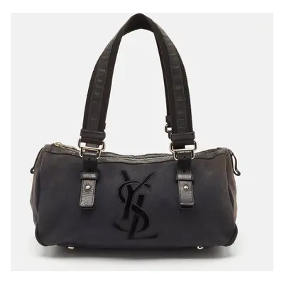 Yves Saint Laurent Black Canvas and Leather Kahala Boston Bag