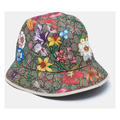 Gucci Beige GG Floral Print Coated Canvas Bucket Hat