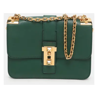 Valentino Green Leather Rockstud Shoulder Bag