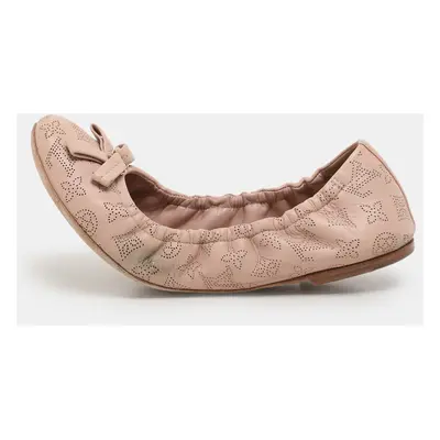 Louis Vuitton Beige Monogram Mahina Leather Elba Scrunch Ballet Flats Size 36.5