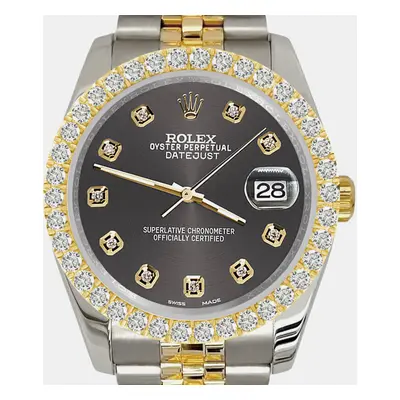 Rolex datejust 3.05ct diamond bezel rhodium gray dial jubilee Wristwatch