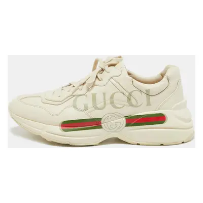 Gucci Cream Leather Vintage Logo Rhyton Sneakers Size