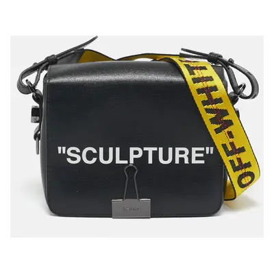 Off-White Black Leather Sculpture Binder Clip Crossbody Bag