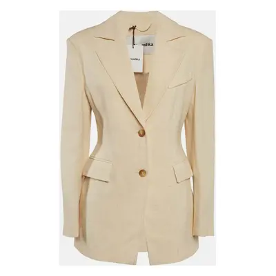 Nanushka Cream Tweed Waist Fitted Blazer