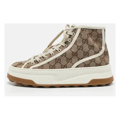 Gucci Beige GG Canvas Tennis Treck Sneakers Size