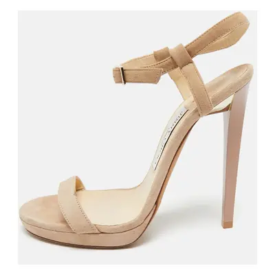 Jimmy Choo Beige Suede Ankle Strap Sandals Size