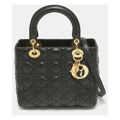 Dior Black Cannage Leather Lady Dior Tote