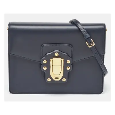 Dolce & Gabbana Navy Blue Leather Lucia Shoulder Bag