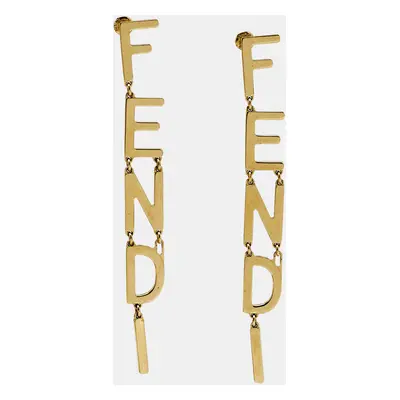 Fendi Fendigraphy Gold Tone Drop Earrings