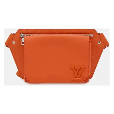 Louis Vuitton Orange Grained Calf Leather Aerogram Takeoff Sling Bumbag