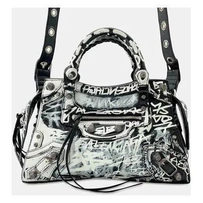 Balenciaga Black Lambskin Motocross Graffiti Neo Cagole Bag