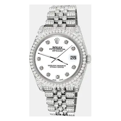 Rolex datejust pave 10.2ct iced diamond white jubilee Wristwatch