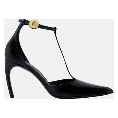 Salvatore Ferragamo Black Leather T-Strap Pumps EU 38.5