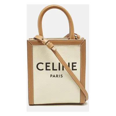 Celine Tan Canvas and Leather Mini Vertical Cabas Tote