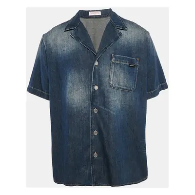 Valentino Blue Washed Denim Short Sleeve Shirt