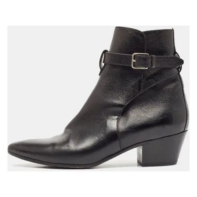 Saint Laurent Black Leather Ankle Length Boots Size