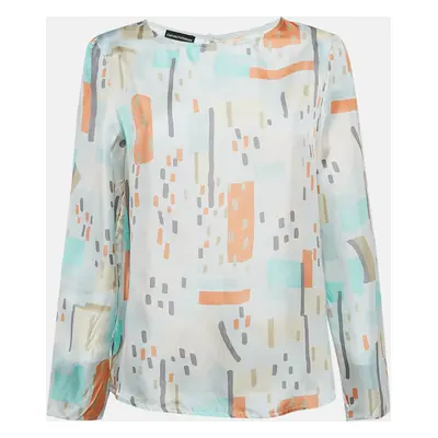 Emporio Armani Multicolor Geometric Print Silk Blouse