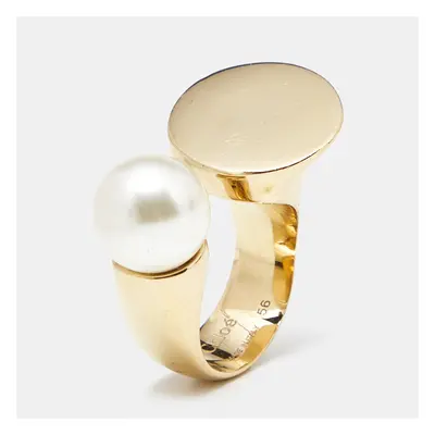 Chloé Darcey Faux Pearl Gold Tone Ring Size