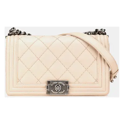 Chanel Brown Medium Quilted Lambskin Wild Stitch Boy Flap