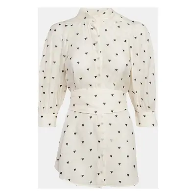 Zimmermann Cream Hearts Embroidered Cotton Blend Blouse