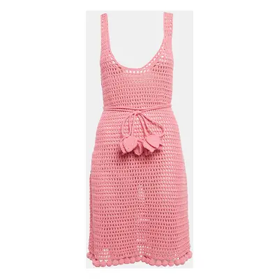 Burberry Pink Crochet Belted Tank Dress