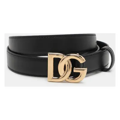 Dolce & Gabbana Black Leather DG Logo Buckle Belt CM