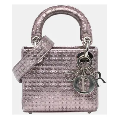 Dior Pink Mini Metallic Patent Microcannage Lady Dior