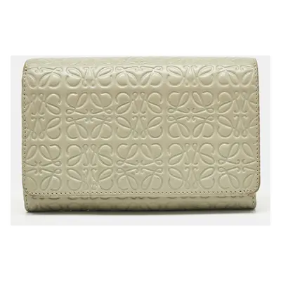 Loewe Sea Green Anagram Embossed Leather Repeat Compact Wallet